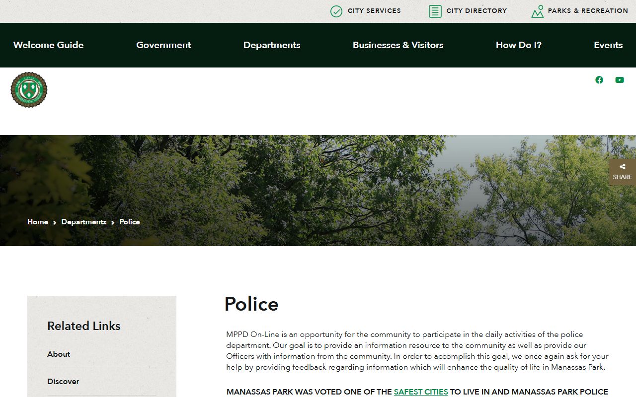 Manassas Park Residents Directory - Manassas Park Police Department page