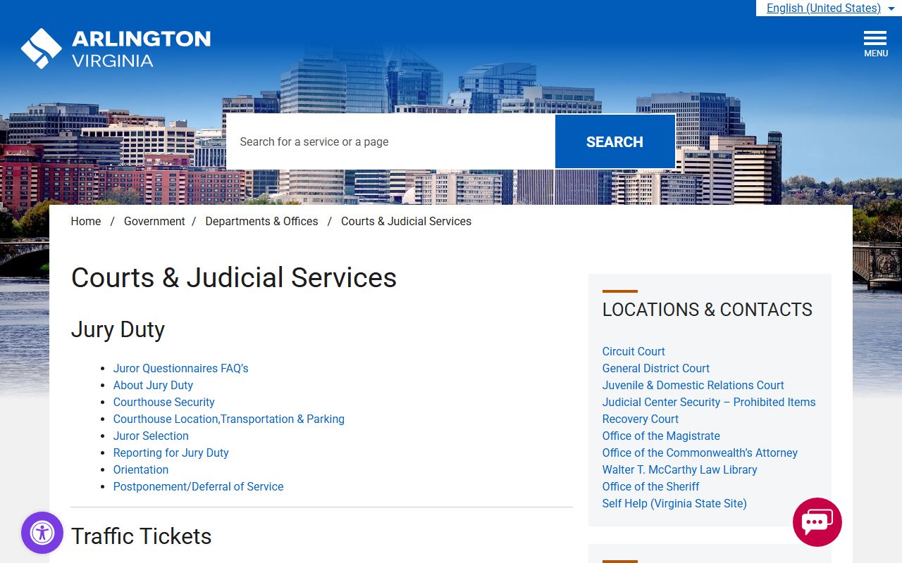 Arlington County Residents Directory - courts department page