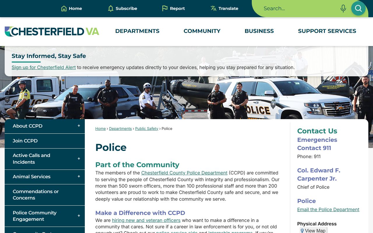 Chesterfield County Residents Directory - Police services