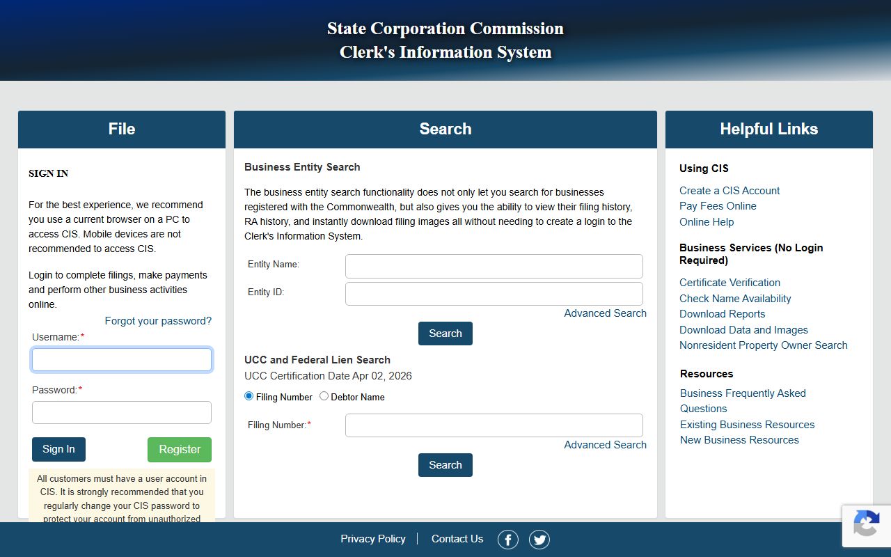 Virginia Residents Directory - Virginia Business Entity Search